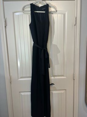 Banana Republic Black Sleeveless V-Neck Jumpsuit with Self-Tie Waist